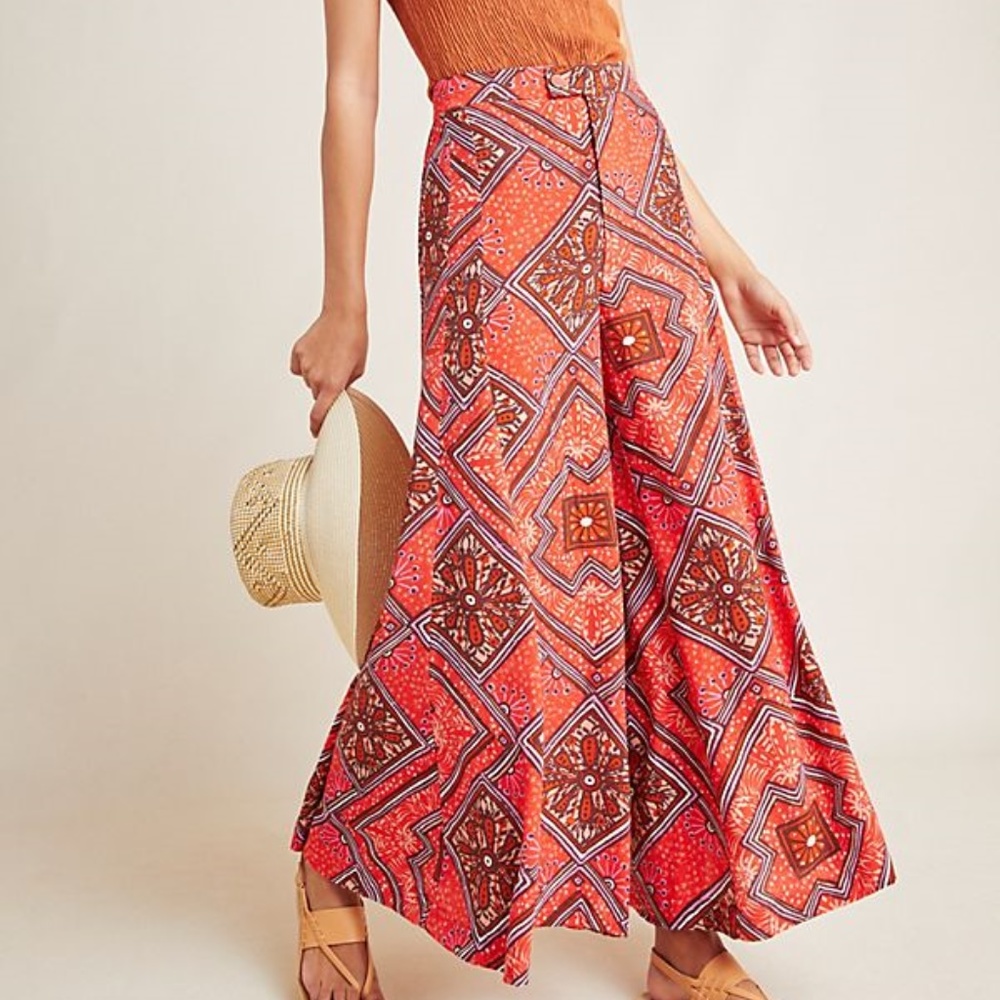 Anthropologie Skirted Wide-Leg Pants GEO Print